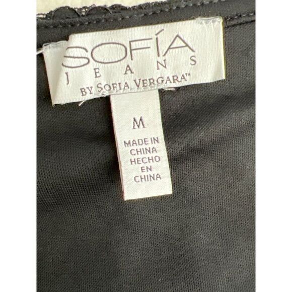 Sofia Jeans Women Black Long Sleeve Lace Bodysuit Size M - Picture 9 of 10